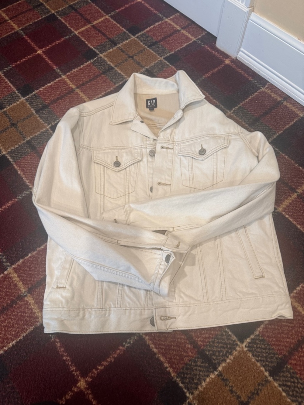 Men’s side S GAP Light Cream Denim Jacket. Warren wants.